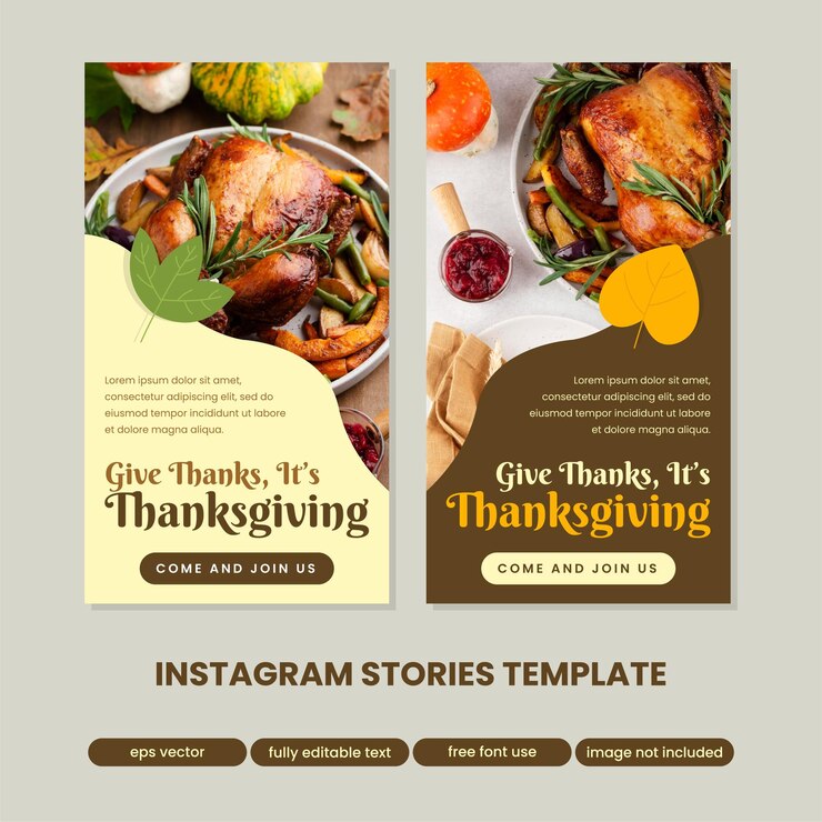 Vector colección de historias de instagram de acción de gracias 2