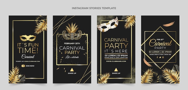 Vector colección de historias de instagram de carnaval realista