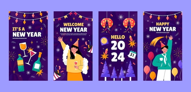 Colección de historias de Instagram para la celebración del año nuevo 2024