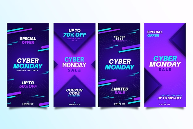 Vector colección de historias de instagram de cyber monday