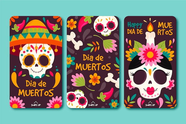 Colección de historias de instagram del día de muertos