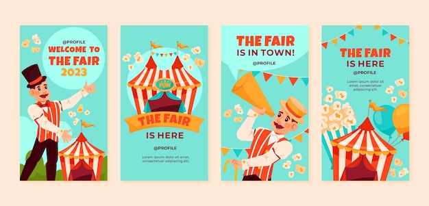 Colección de historias de instagram de feria plana