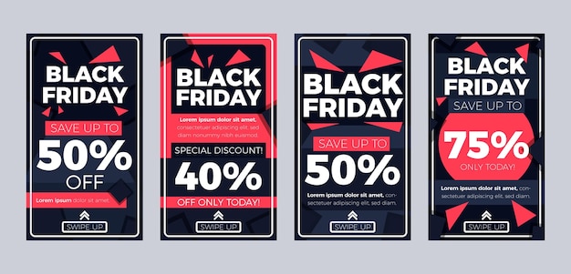 Colección de historias de instagram flat black friday