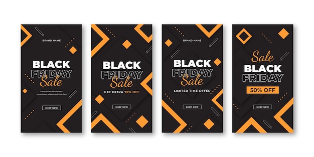 Vector colección de historias de instagram flat black friday