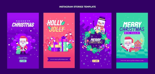 Colección de historias de instagram navideñas planas