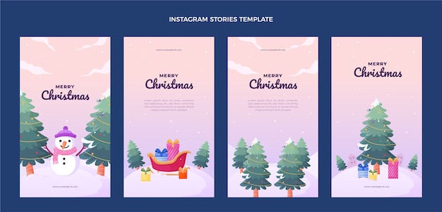 Colección de historias de instagram navideñas planas