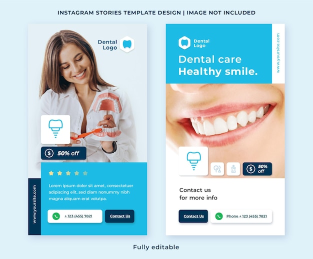 Vector colección de historias de instagram para negocios de clínicas dentales