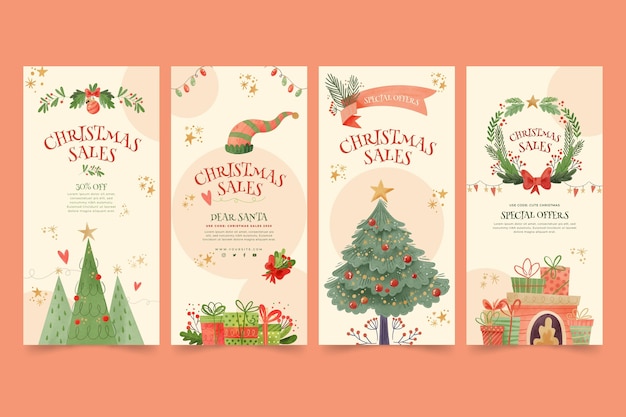 Colección de historias de instagram de rebajas de navidad