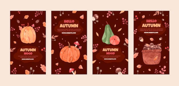 Colección de historias planas de instagram para la celebración de otoño