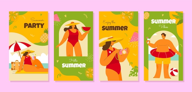Colección de historias planas de instagram para el verano
