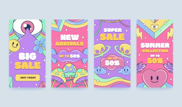 Colección de historias psicodélicas de Instagram