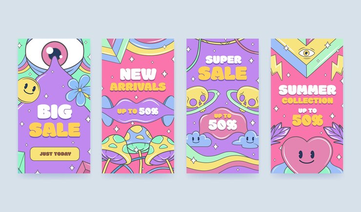 Colección de historias psicodélicas de Instagram