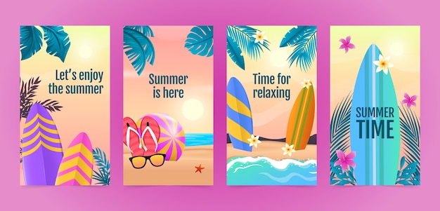 Vector colección de historias realistas de instagram para el verano