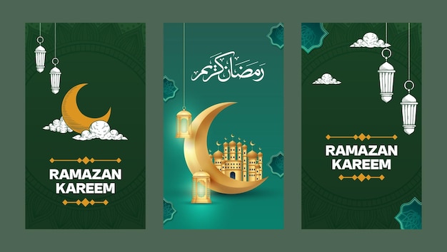 Colección de historias en las redes sociales para la celebración del Ramadán islámico