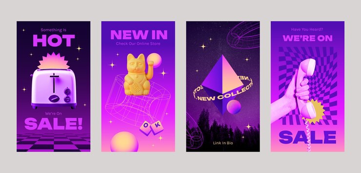 Colección de historias retro futuristas de Instagram