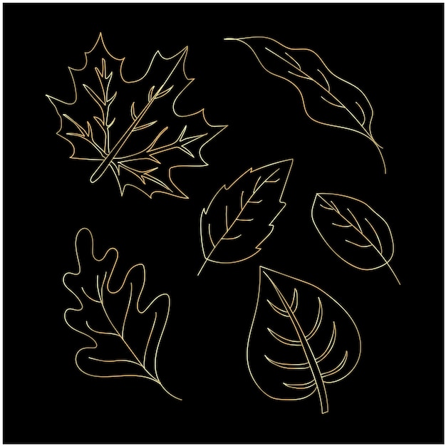 Colección de hojas de otoño dibujadas a mano
