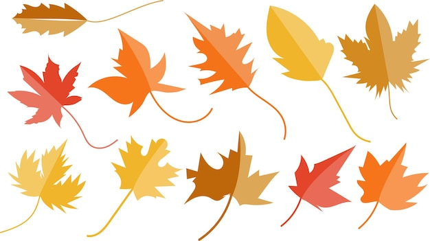 Colección de hojas de otoño silueta vector diseño de moda