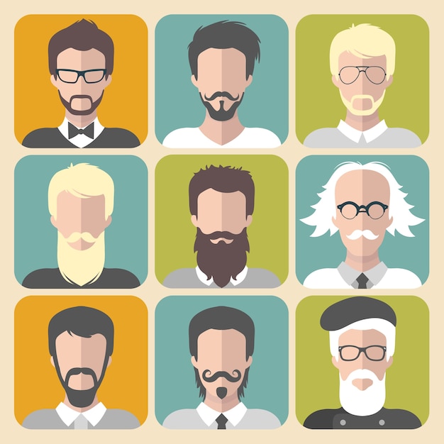 Vector colección de hombres con bigotes