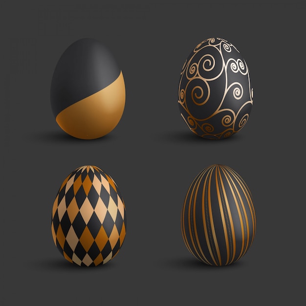 Colección de huevos de pascua de adorno de lujo de oro