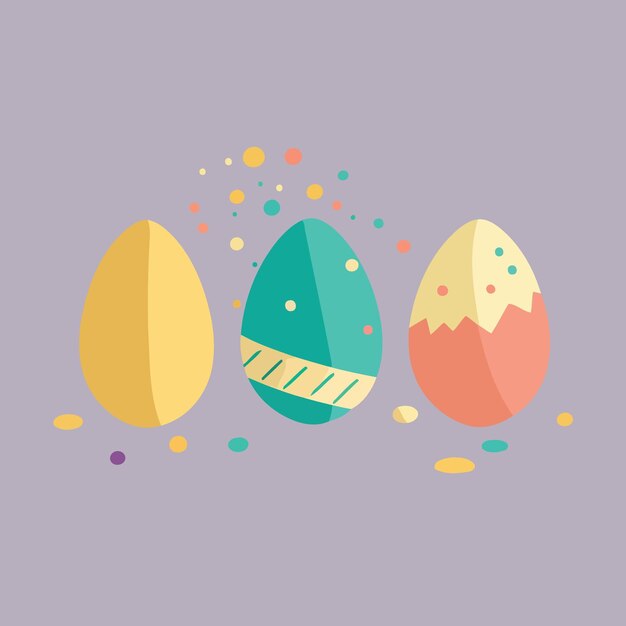 Colección de huevos de pascua coloridos con temas de comida