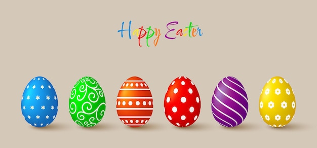 Colección de huevos de Pascua Conjunto de elementos de diseño decorativo de colores 3d