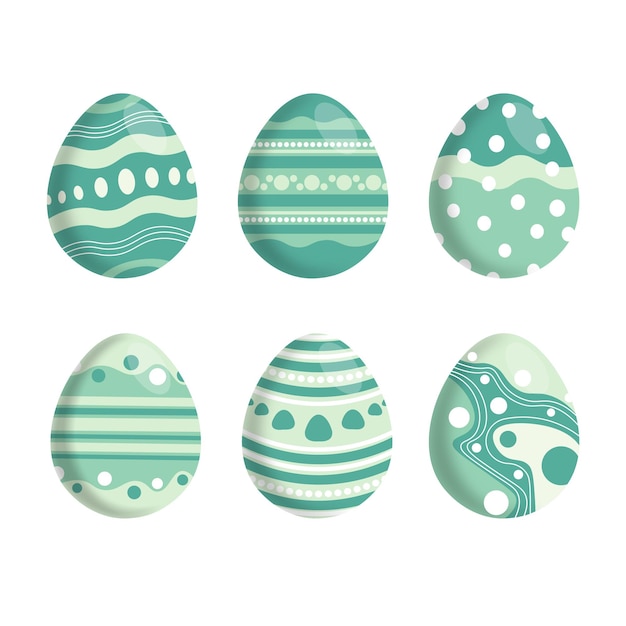 Colección de huevos de Pascua decorativos de color verde claro pastel