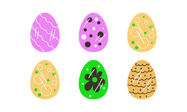 Colección de huevos de Pascua dibujados a mano por vectores