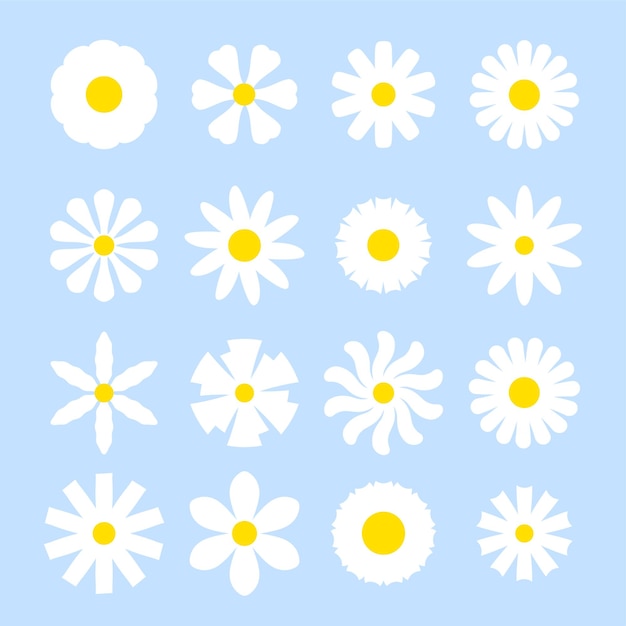 Colección de iconas de flores geométricas muy bonitas