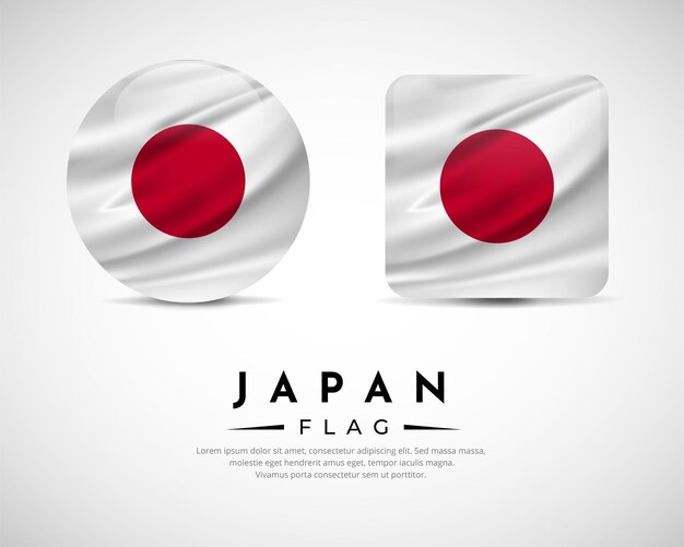 Colección de icono de emblema de bandera de Japón Vector de icono de símbolo de bandera de Japón