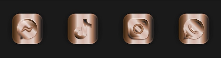 Vector colección de icono de oro de redes sociales populares realistas