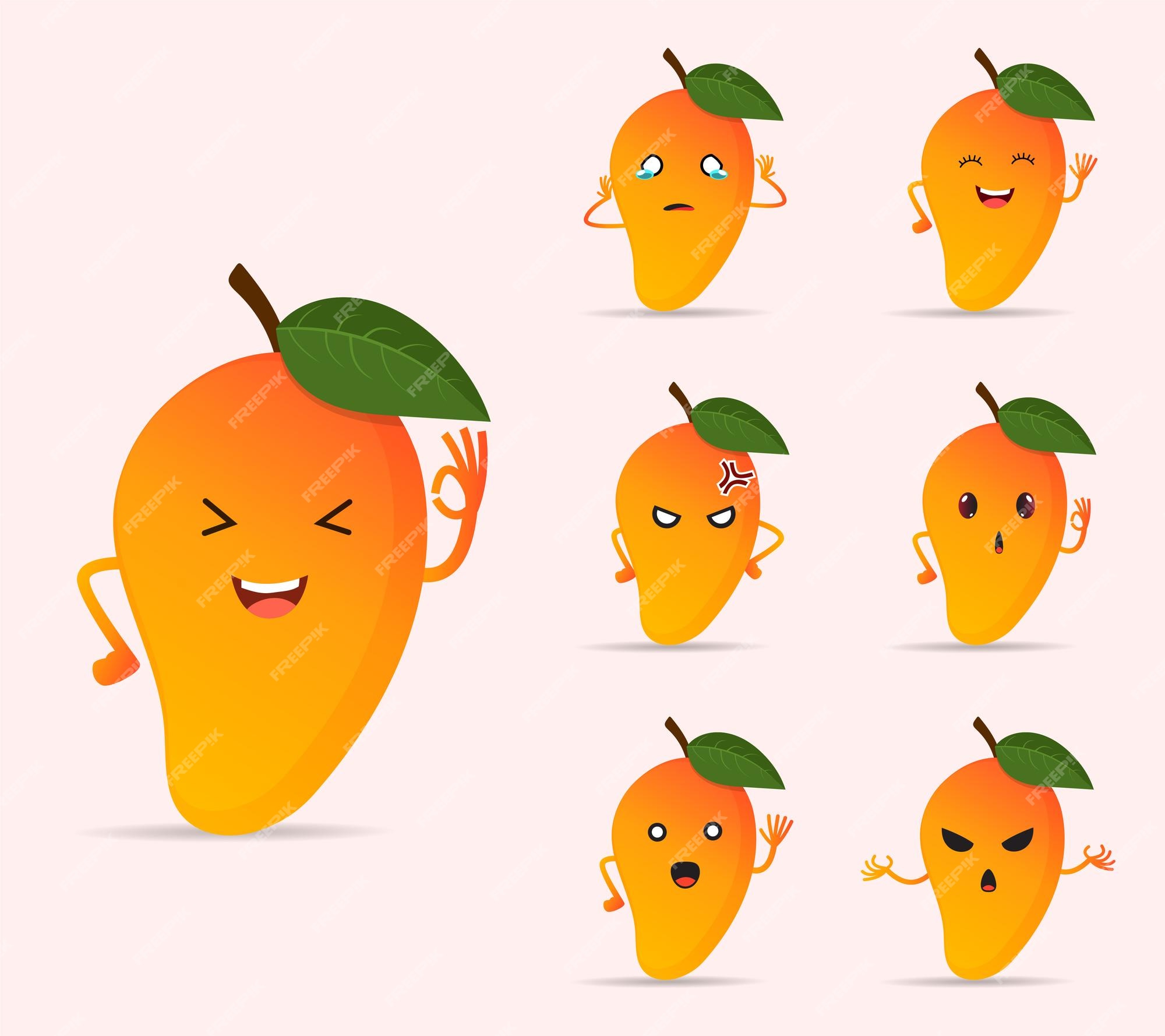 Colección de icono de personaje de dibujos animados de fruta de mango feliz enojado y triste expresión diferente de mango | Vector Premium Colección de icono de personaje de dibujos animados de fruta de mango feliz enojado y triste expresión diferente de mango | Vector Premium