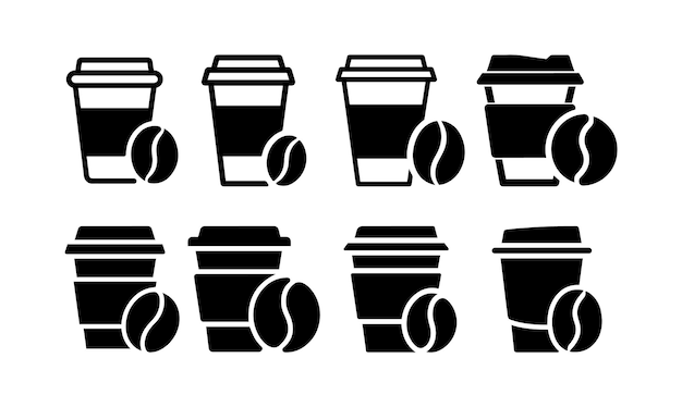 Colección de icono de silueta de taza de café aislado sobre un fondo blanco