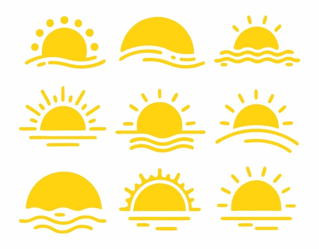 Colección de íconos de amanecer y puesta de sol