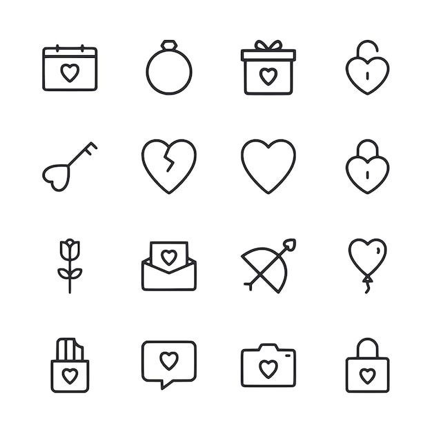 Colección de íconos del amor y el día de San Valentín
