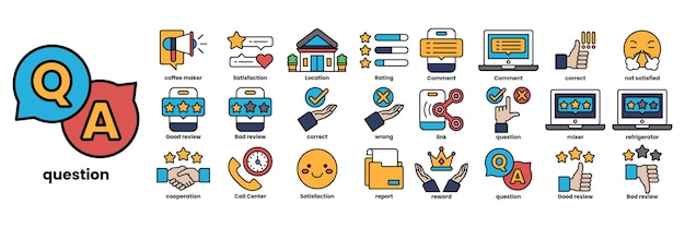 Una colección de iconos para una aplicación de control de calidad