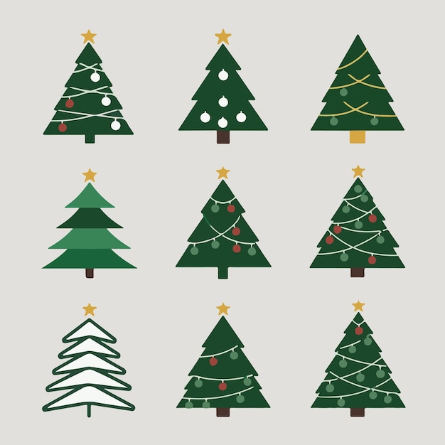 Una colección de íconos de árboles de Navidad minimalistas