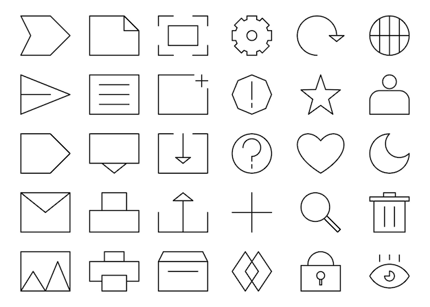 Colección de iconos de arte de línea para Web Vector simple para aplicaciones