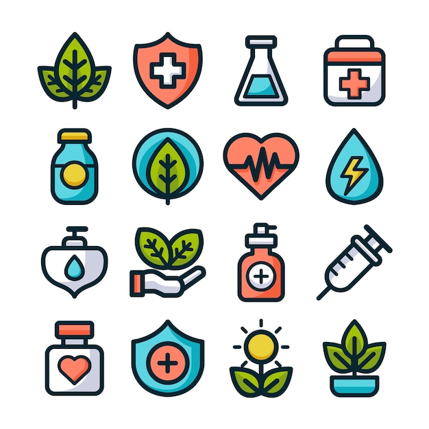 Colección de iconos de atención médica y medicina servicios de emergencia conceptos de servicios de ayuda médica