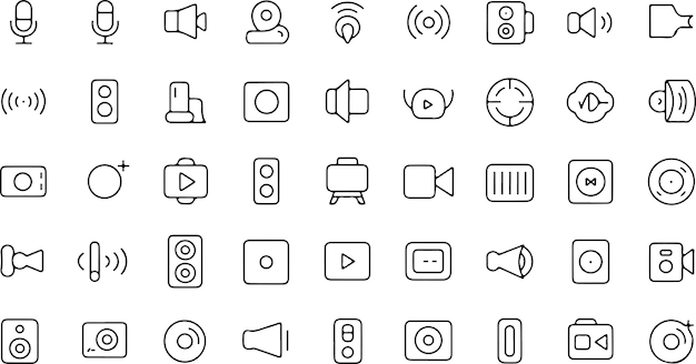 Colección de íconos de audio, video y medios