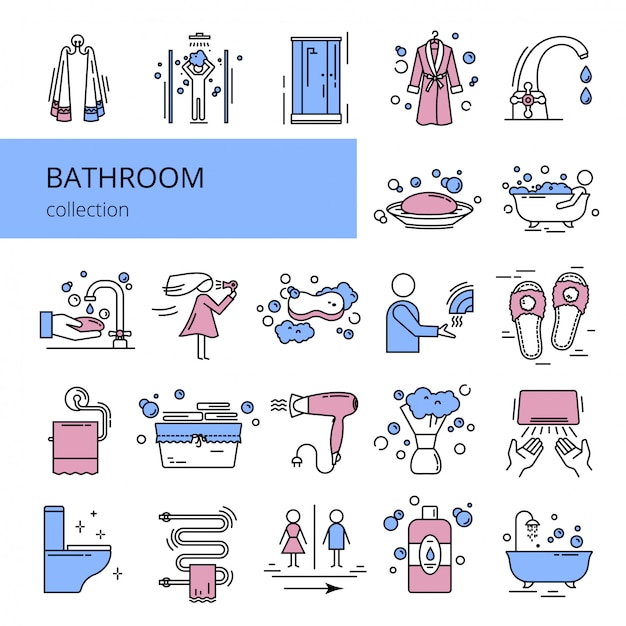 Vector colección de iconos de baño.