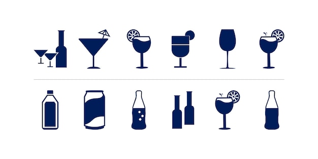 Colección de íconos de bebidas para conceptos relacionados con las bebidas
