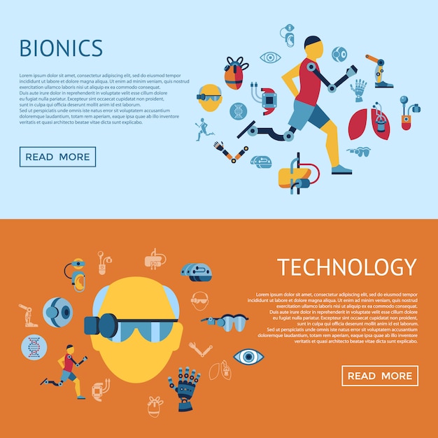 Colección de iconos de Bionics y inteligencia artificial
