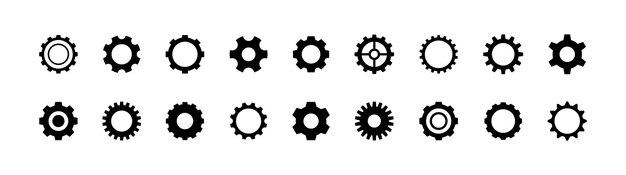 Colección de íconos de Black Gear en varios diseños