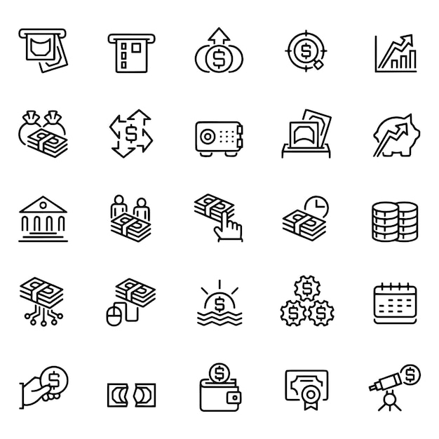 una colección de iconos en blanco y negro con un fondo blanco con algunos otros iconos