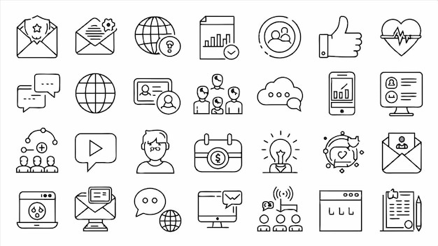 una colección de iconos en blanco y negro con la palabra datos en él
