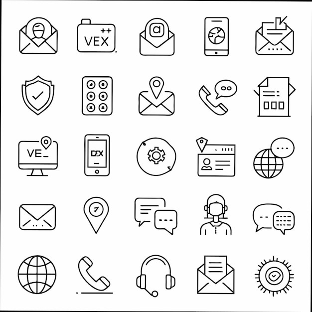 una colección de iconos en blanco y negro con la palabra l en él