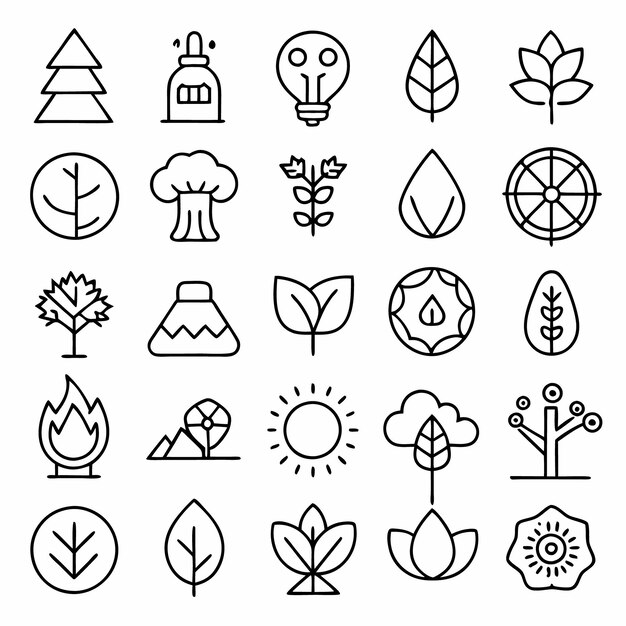 una colección de iconos en blanco y negro con las palabras citas árboles citas