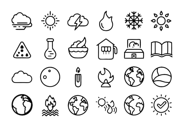 una colección de iconos en blanco y negro con las palabras "tierra" en él