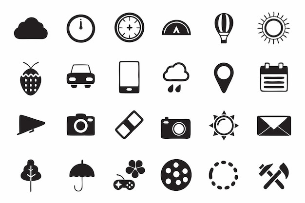 Colección de íconos en blanco y negro
