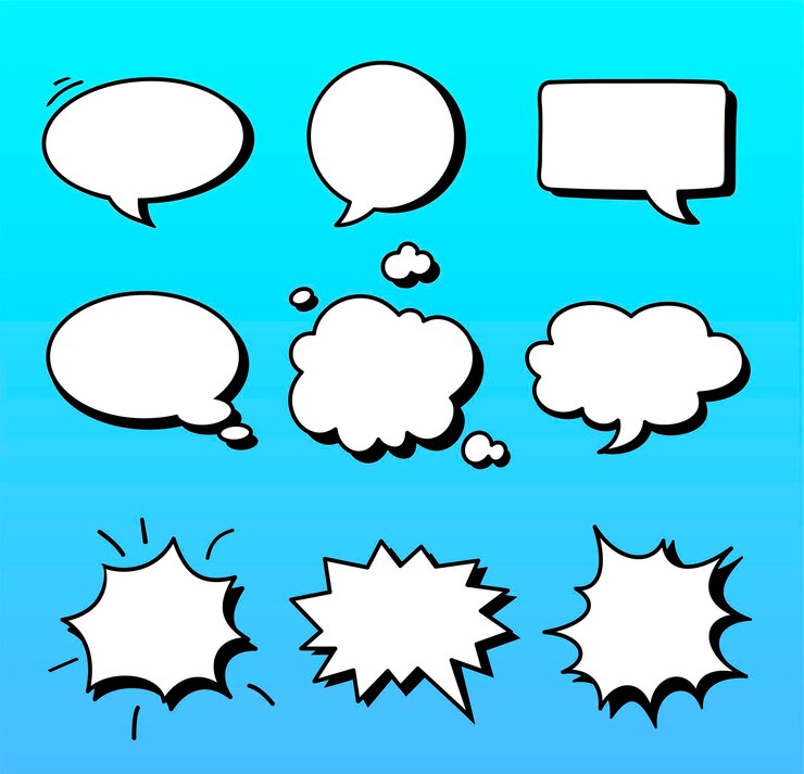 Colección de iconos de burbujas de habla para cómics Callout nubes ilustraciones de dibujos animados Colección de iconas vectoriales